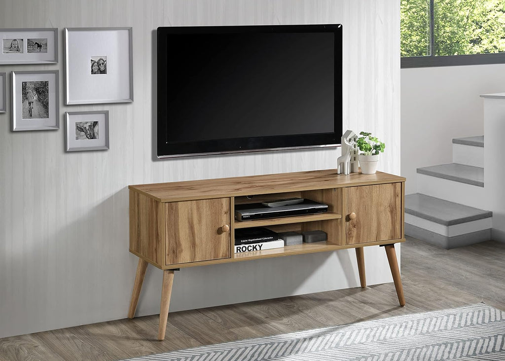 Oak 47" L TV Stand with Shelves and Cabinets H6361