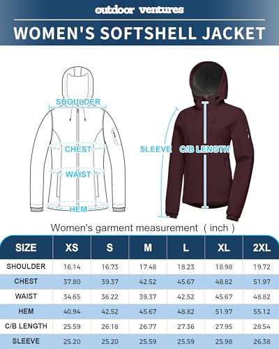 Women's Softshell Jacket with Hood Fleece Lined Waterproof Insulated Windbreaker U412661