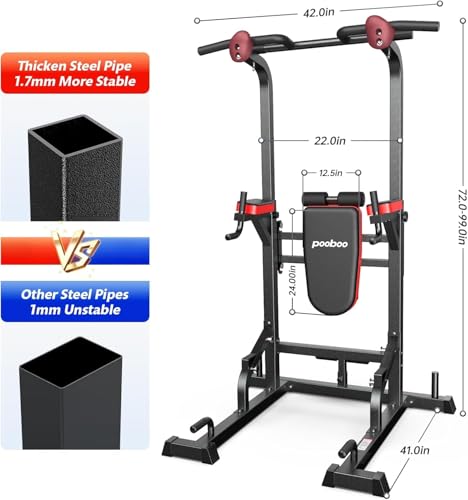 Power Tower Dip Station Pull Up Bar with Supine Board D519