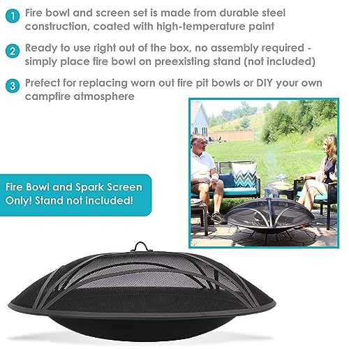 23-Inch Replacement Steel Fire Pit Bowl with Round Spark Screen P33119