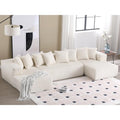 White Striped Corduroy Upholstered 4 Seater Modular Sectional Sofa N1464