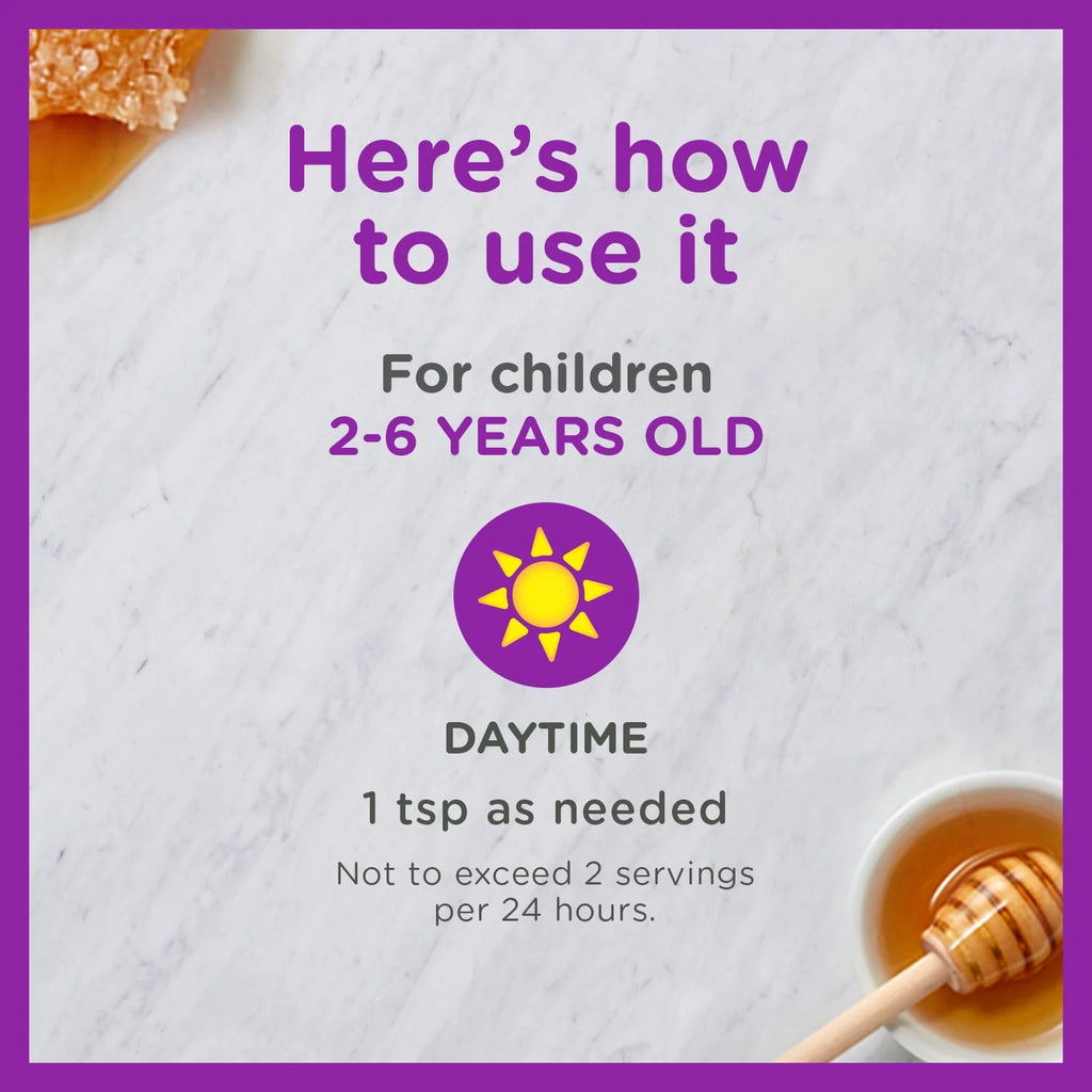 Kids Cough + Immune Daytime with Honey, Vitamin D & Zinc, Mixed Berry, 4FL Oz I726