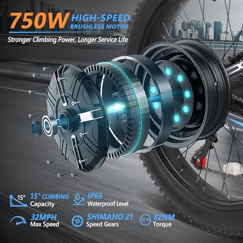 750W 48V 12AH 26" Fat Tire Full Suspension Foldable Electric Bike D7077
