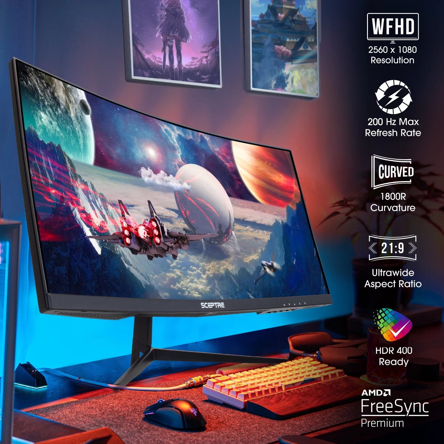 30" Curved VA LED Monitor 2560 x 1080 200 Hz P741075