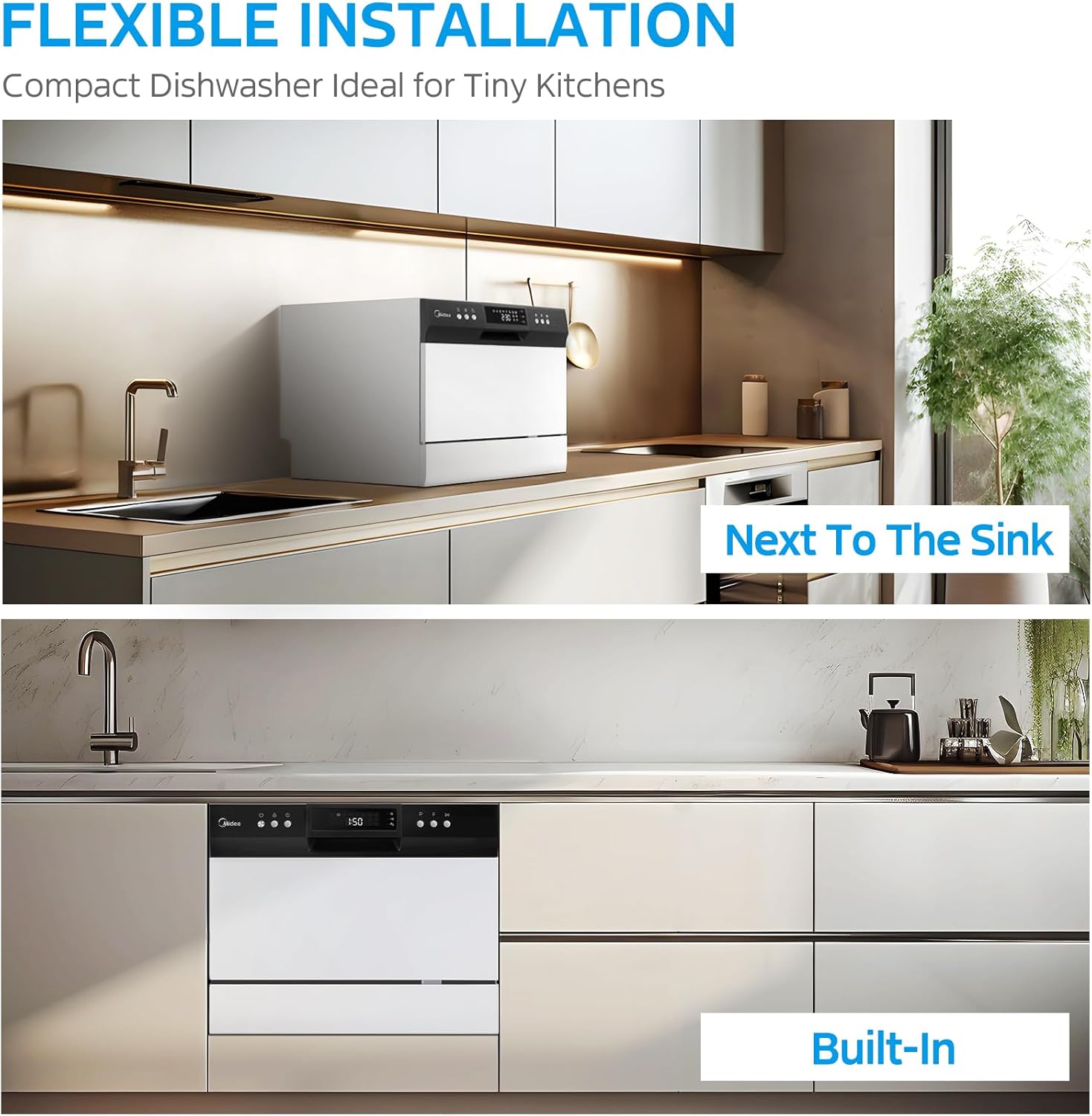 White Portable Dishwasher, 6 Place Settings U781