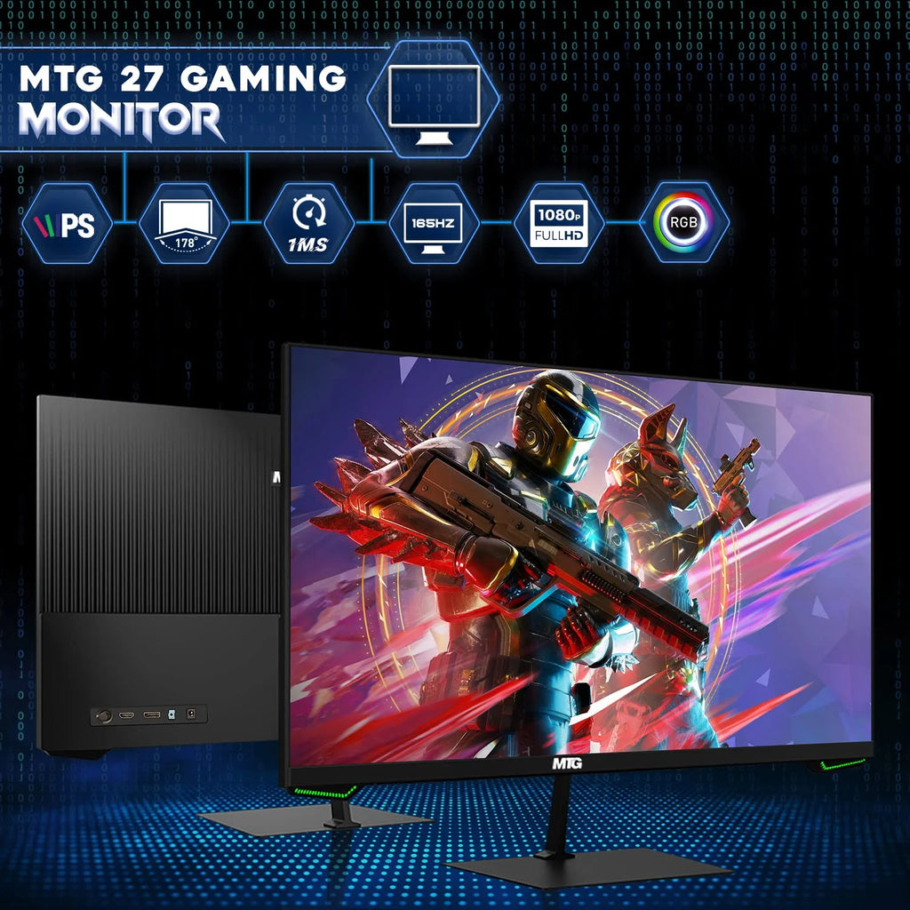 8 Gaming Desktop PC, Intel Core i5 8th Gen, 16GB RAM, 128GB SSD + 2TB HDD, AMD RX 550 4GB Graphics Card, 27 Inch Monitor, Win 11 Home Q69258