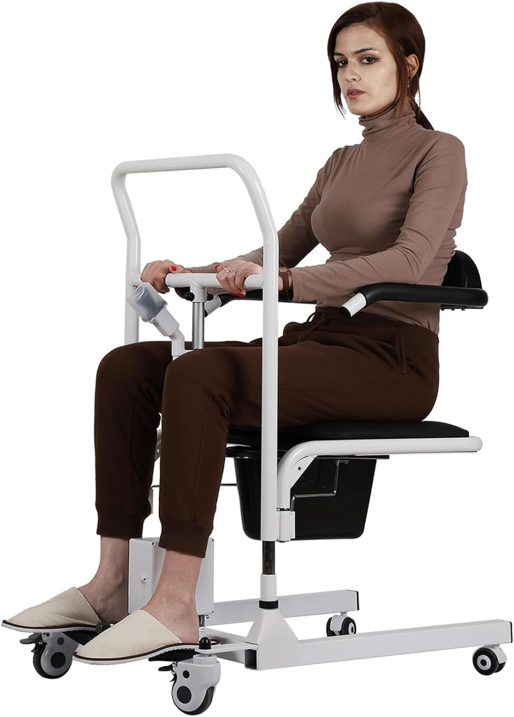 Electric Patient Lift Transfer Chair with 180° Split Seat and Bedpan H856456