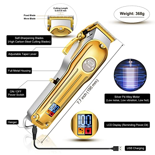 Hair Clippers, 12Pcs Cordless Rechargeable LCD Display Hair Beard Trimming Kit Z196544