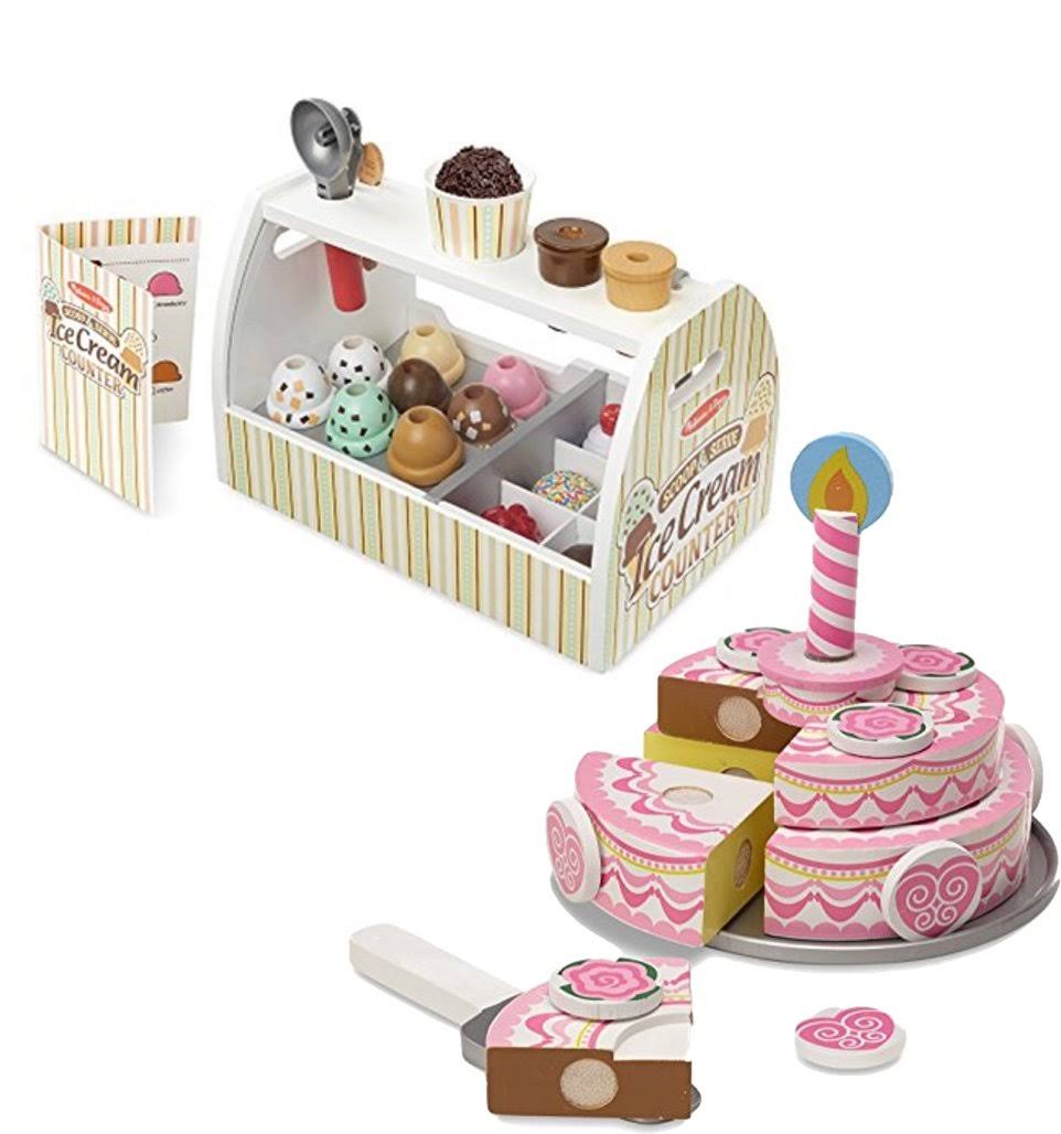 Wooden Scoop and Serve Ice Cream Counter (28 Pcs) Play Food and Accessories N675
