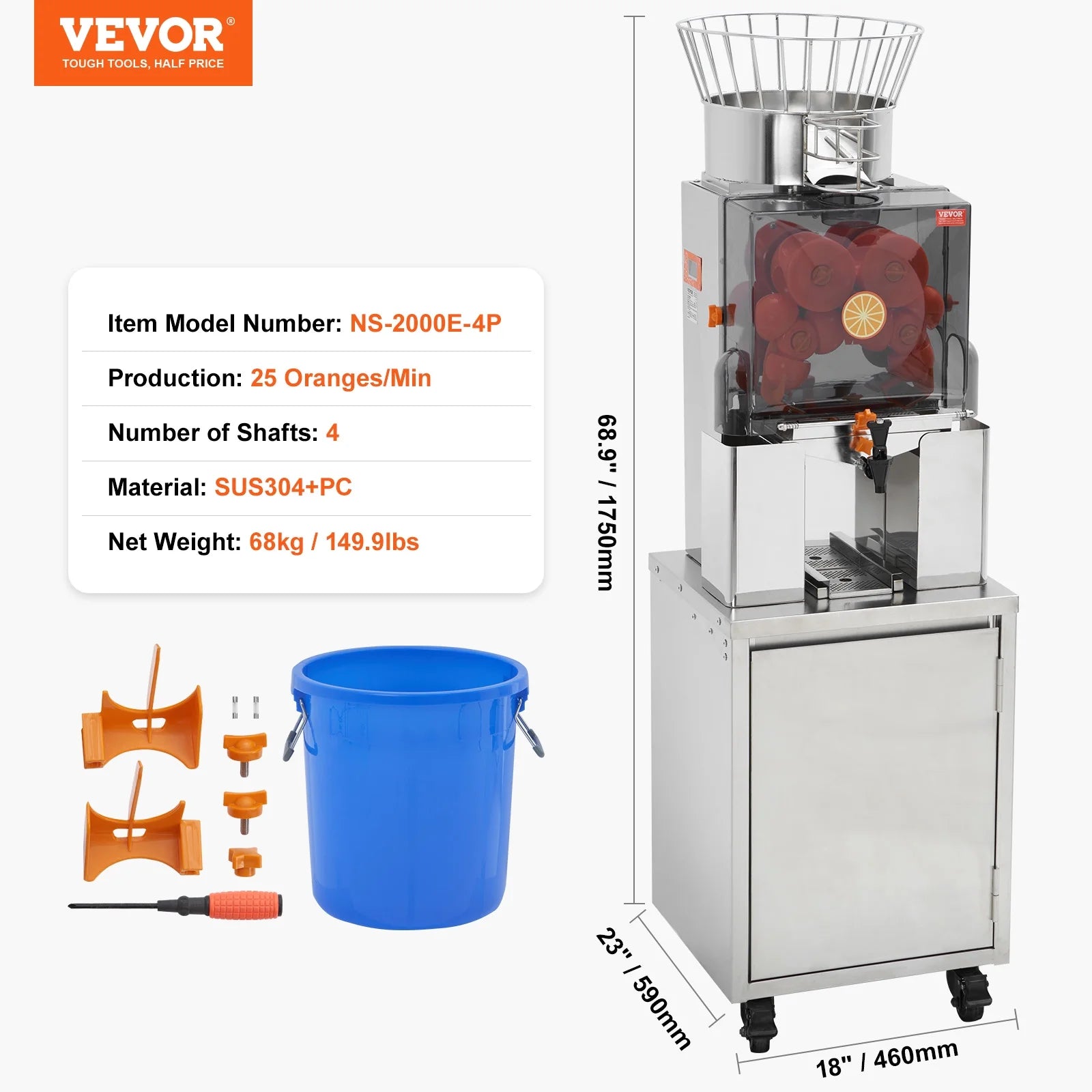 120W Commercial Orange Juicer Machine Automatic Juice Squeezer Extractor H584755