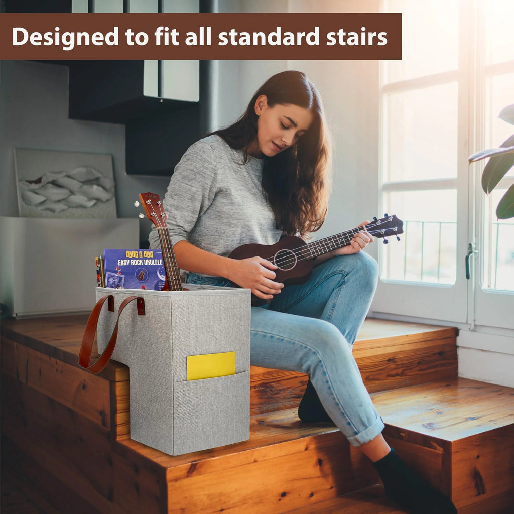Gray 16L x 9.5W x 16H Foldable Stair Basket F5758
