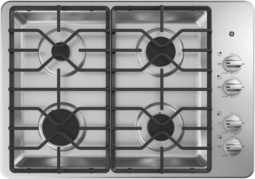 30 Inch Gas Cooktop with Continuous Grates, Sealed Burners, Stainless Steel L543184