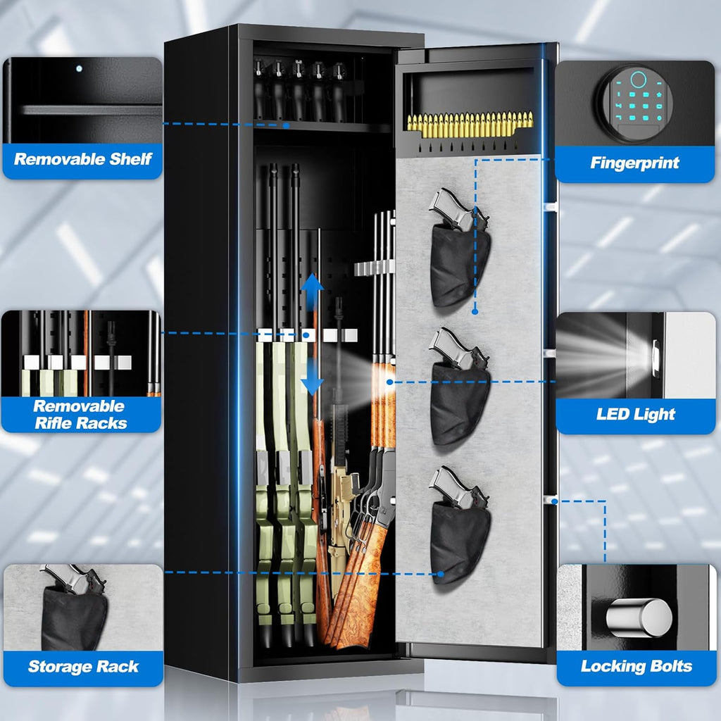 Unassembled Gun Safe with Fingerprint Access, Removable Shelf and Pistol Bag P2718
