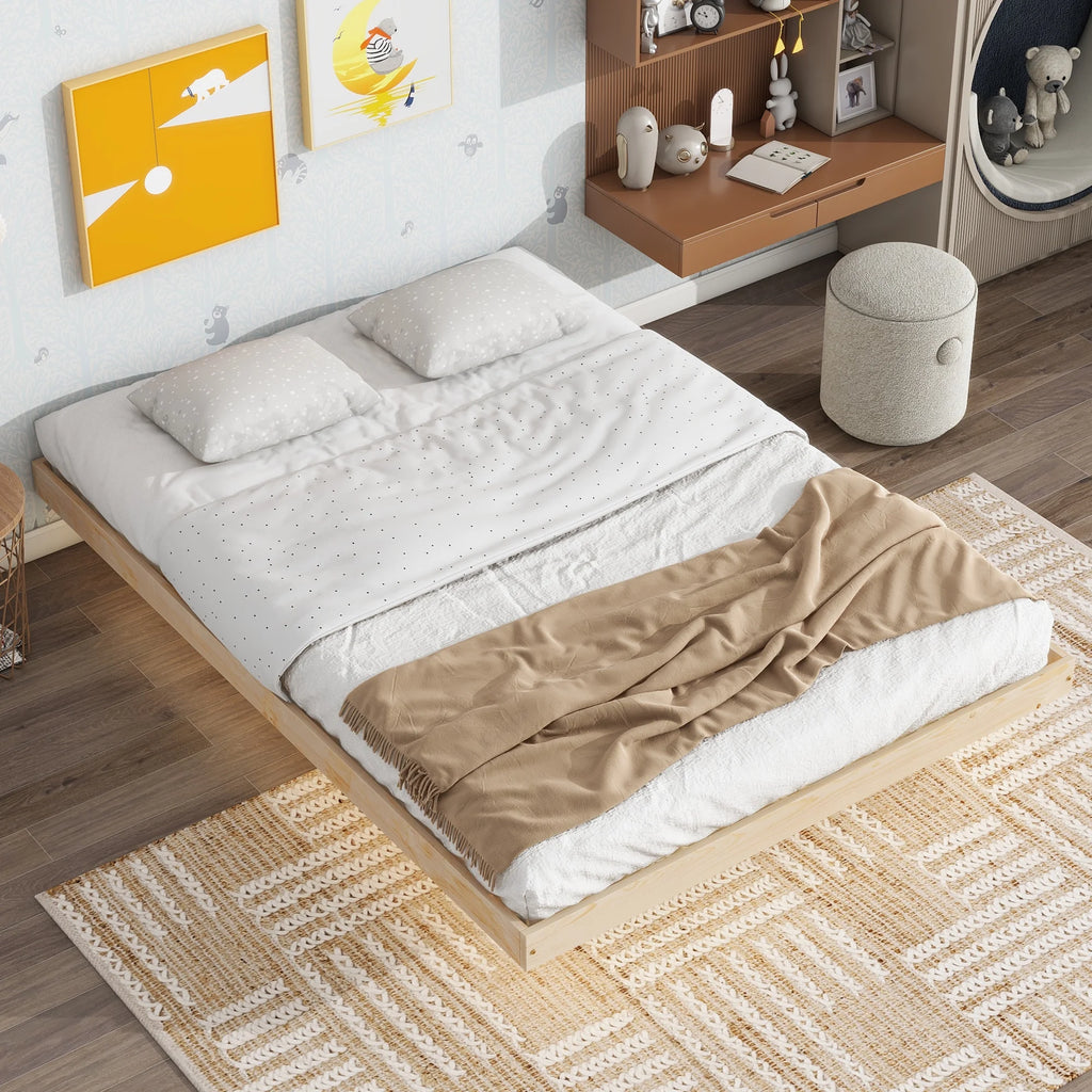 Full Size Low Profile Platform Bed with LED Lights Y3357