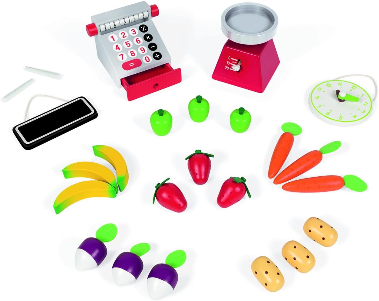 Wooden Grocery Store Playset with 32 Accessories V213