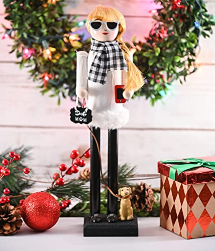 White and Black Wooden Nutcracker Woman 15" T199