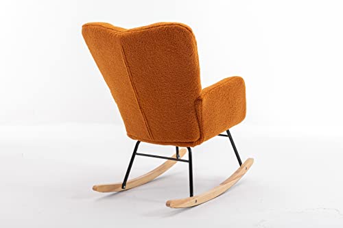 Ivory White Wool Upholstered Rocking Chair A658193