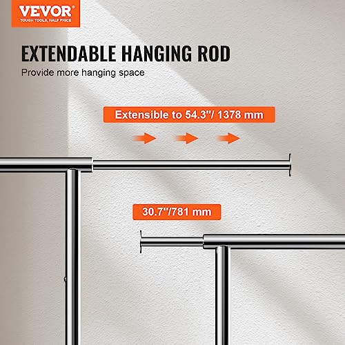 Heavy Duty Double Hanging Rod Clothing Rack with Bottom Storage Area, 600 lbs Load Capacity O751001