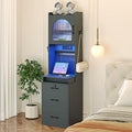 Grey Vanity Desk with Mirror and Lights and Drawers O8286
