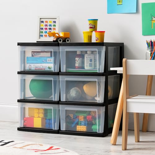 Black/Clear 3-Drawer 2-Pack Plastic Drawer Storage Organizer Y6038