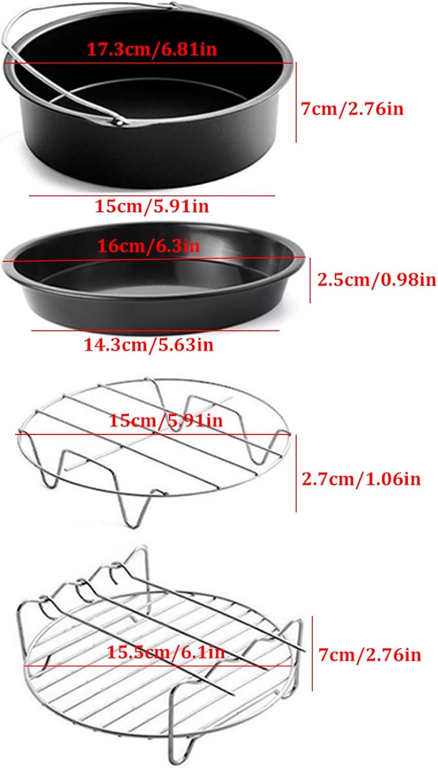 10PCS Air Fryer Accessory Kit with Baking Tray Baking Pan Barbecue Stand Non-Stick Coaster N420