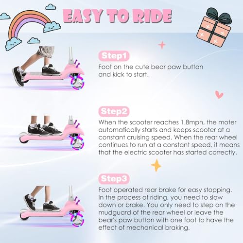 3 Wheel Electric Scooter with Flash Wheels and Anti-Slip Deck G28433