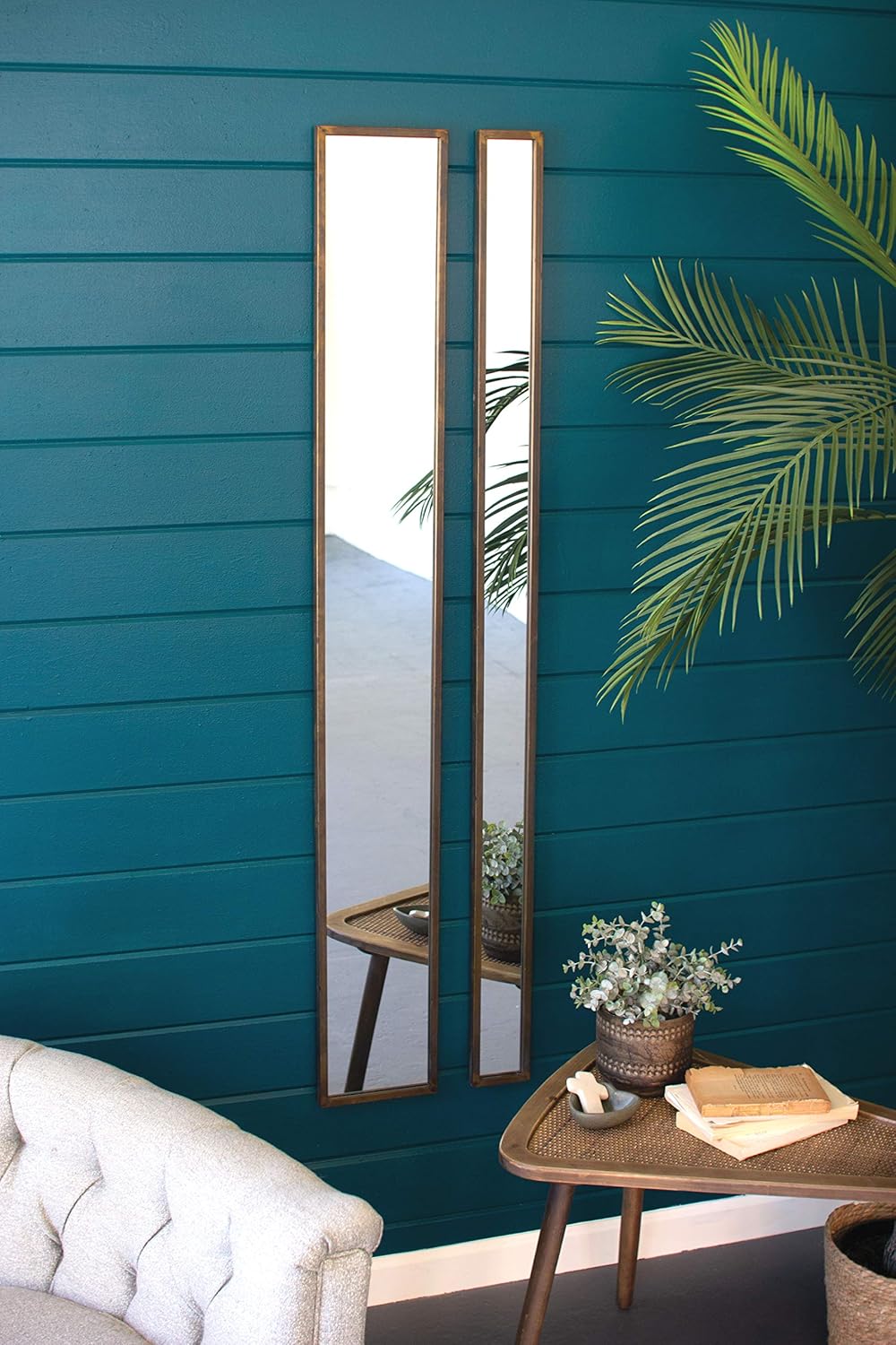 Rustic 60 in Tall Thin Decorative Metal Frame Accent Wall Mirror K1397
