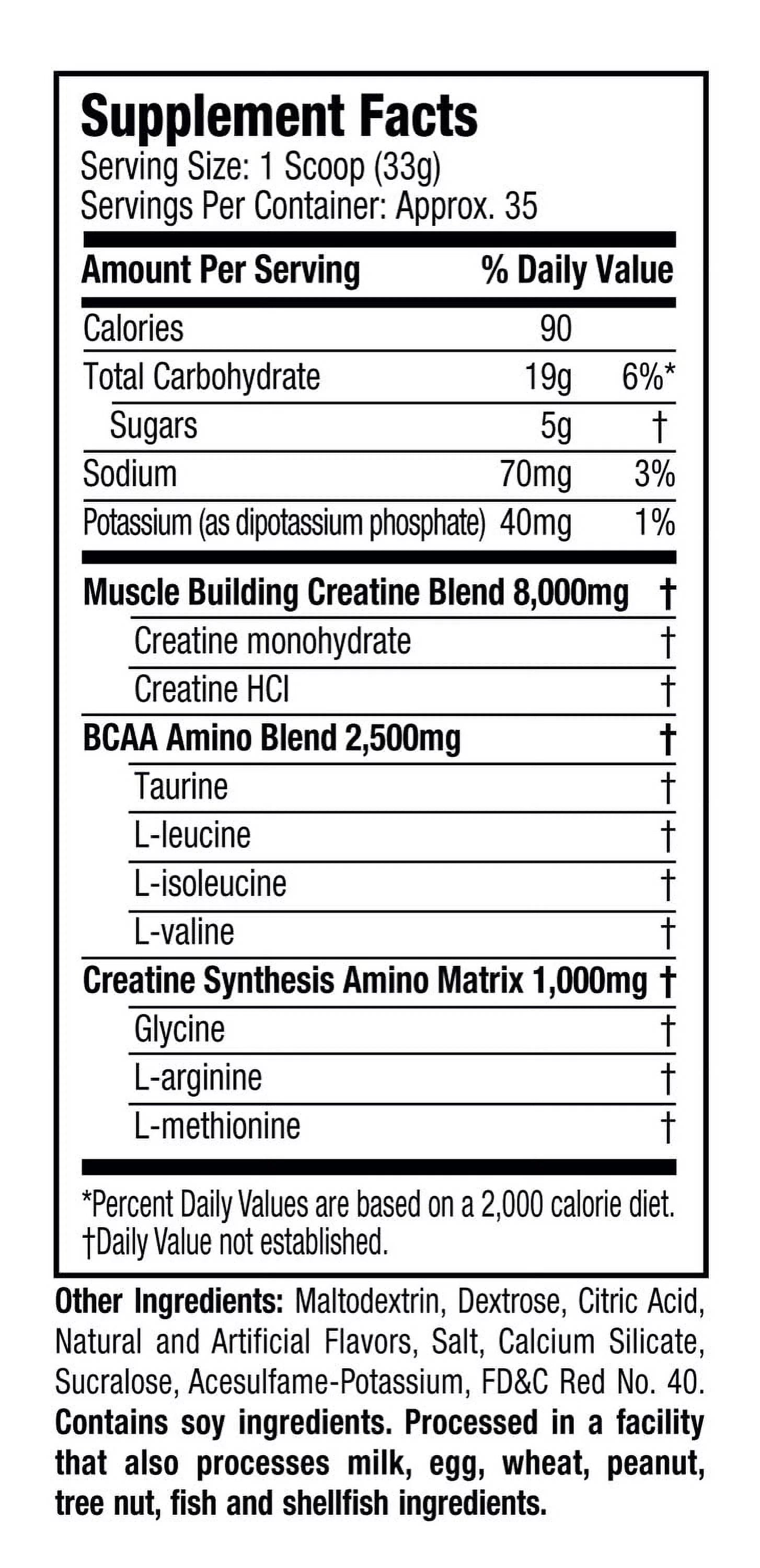 Fruit Punch Creatine BCAA Amino Acid Blend Powder, 2.52 lbs, 30 Servings V9922