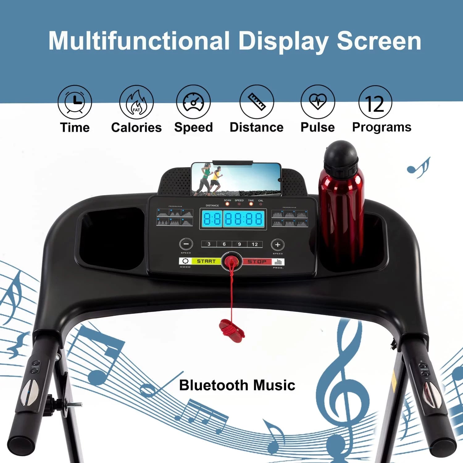 2.5HP Folding Incline Treadmill with Bluetooth Q489