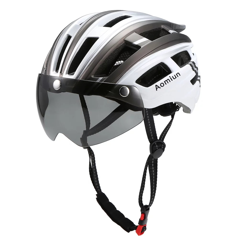 Mountain Bike Helmet with Back Light, Detachable Visor S818505