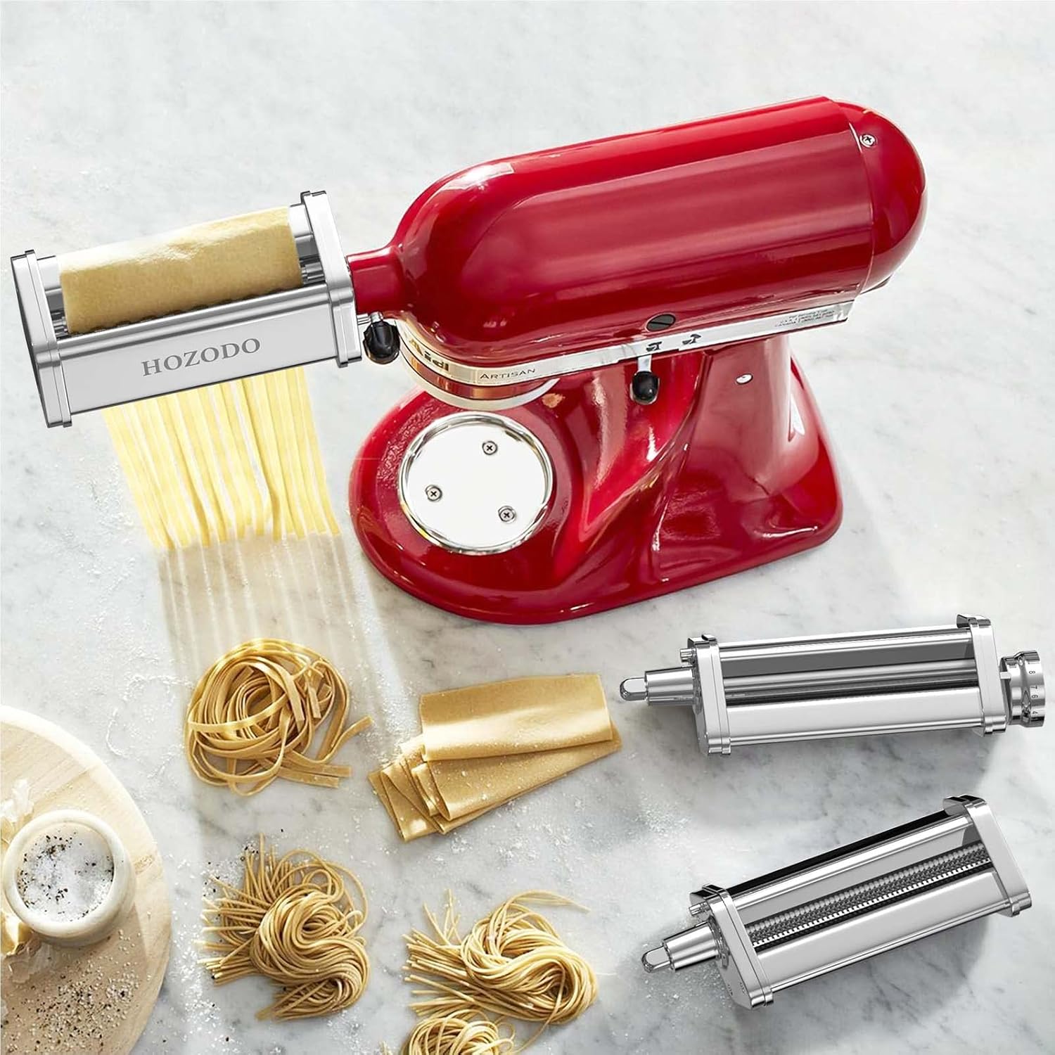 Pasta Attachment for KitchenAid Mixer, 3Pcs Pasta Sheet Roller, Spaghetti Fettuccine Cutter B37005