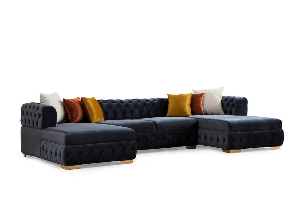 Charcoal Velvet U Shaped Double Chaise Sectional W200365