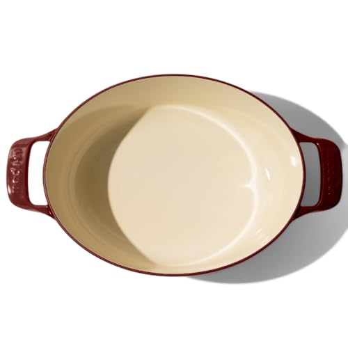 Oval Dutch Oven 7.5 Quart Ruby Red Enameled Cast Iron Induction Compatible F7533