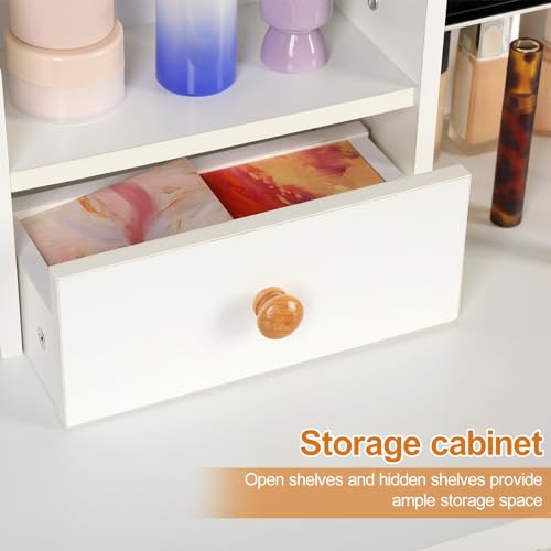 White Makeup Vanity Desk with Mirror and Storage Drawer J8382