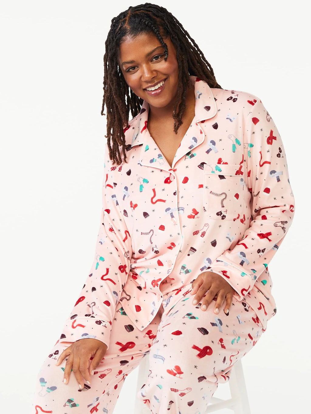 Velour Knit Pajama Set, 2-Piece O871244