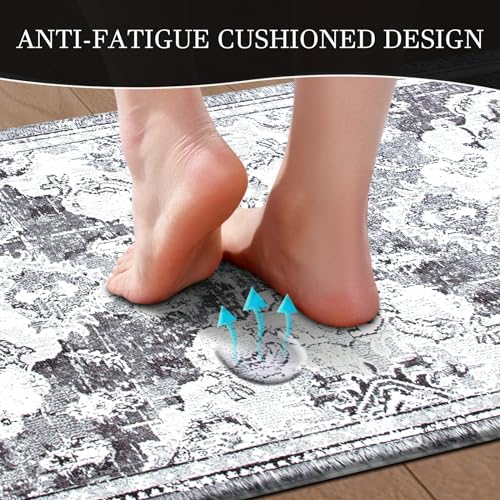 Anti Fatigue Kitchen Mats 2 Piece Set Blue Gray Waterproof Non-Skid C876104