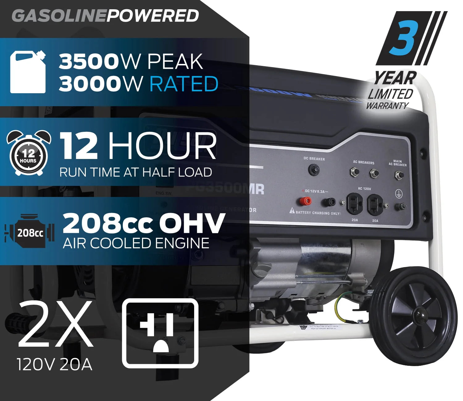 3500-Watt Gas Powered Portable Generator O55173