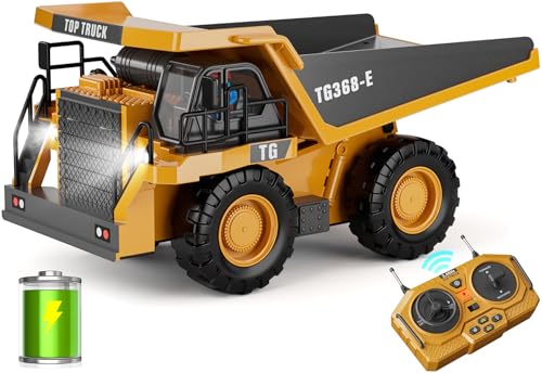 Remote Control Excavator Construction Toys with Metal Shovel & Light, 11CH, 2×1200mAh X2716