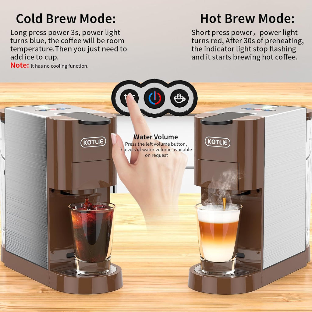 5in1 Espresso Machine, 19Bar Pressure Single Serve Coffee Maker U4760