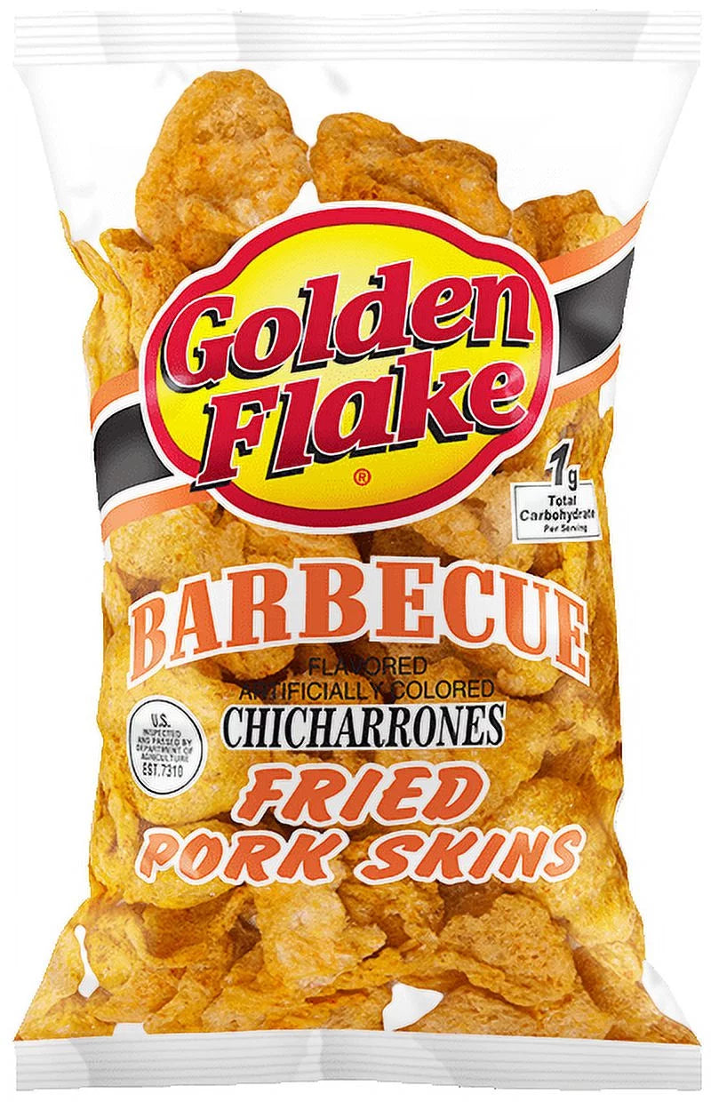 Barbecue Flavored Fried Pork Skins 3 oz. Bag (6 Bags) S6444