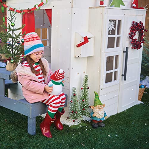 Modern Outdoor Wooden Playhouse with Picnic Table, Mailbox and Outdoor Grill L8324