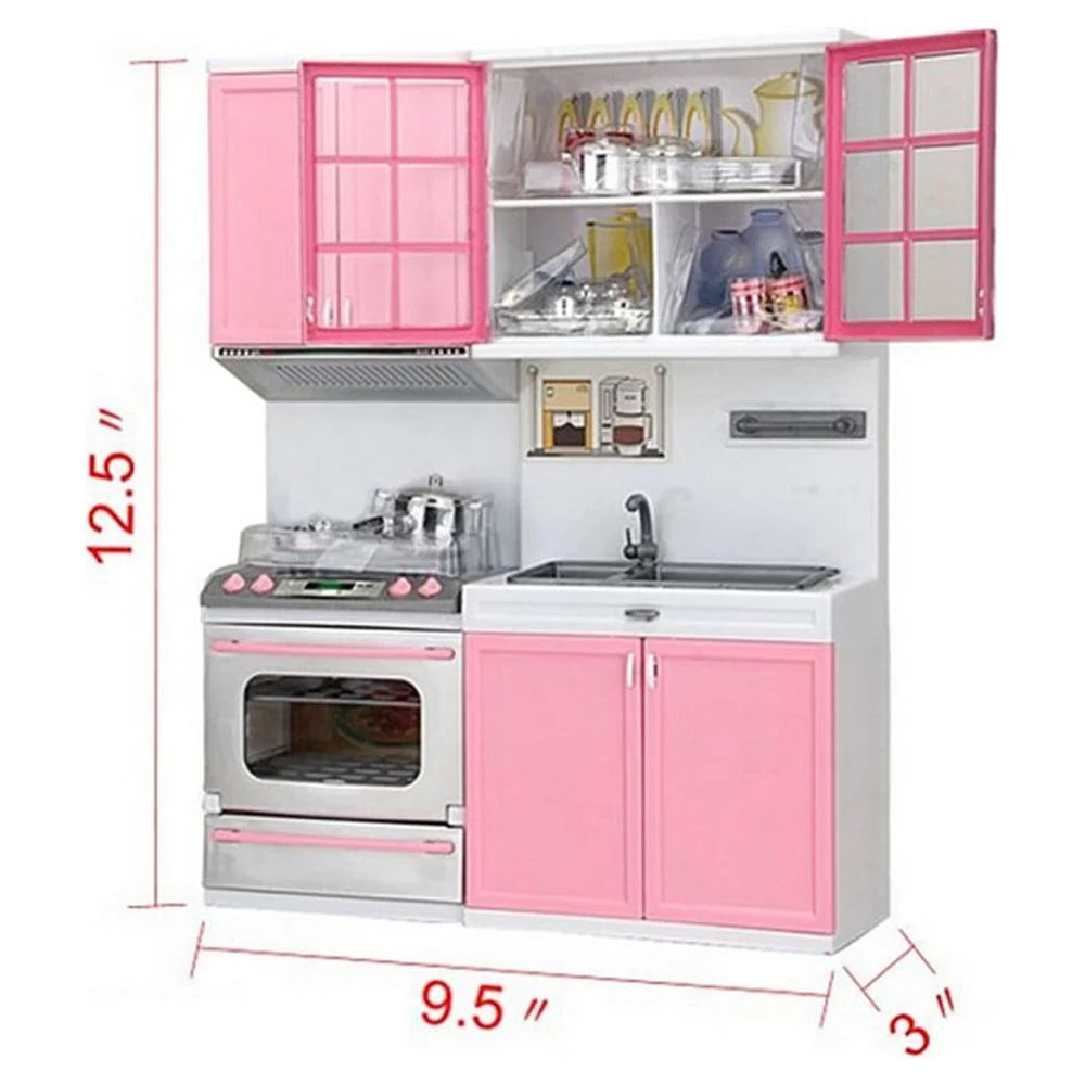 Mini Kids Kitchen Pretend Play Cooking Set Cabinet Stove Toy, 12.5 x 9.5 x 3 inch D7910