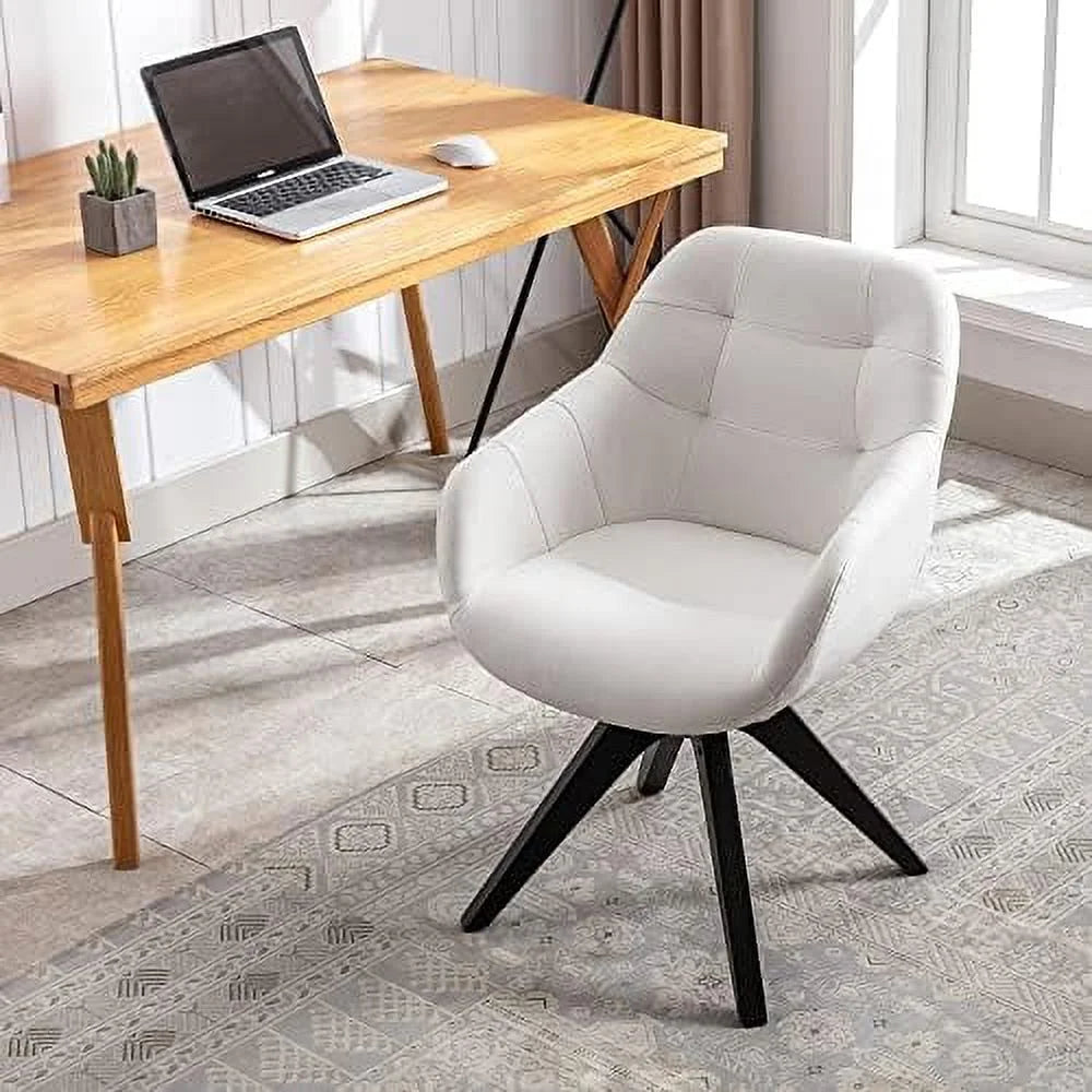 Light Grey Fabric Swivel Armchair with Black Oak Wood Legs V62811