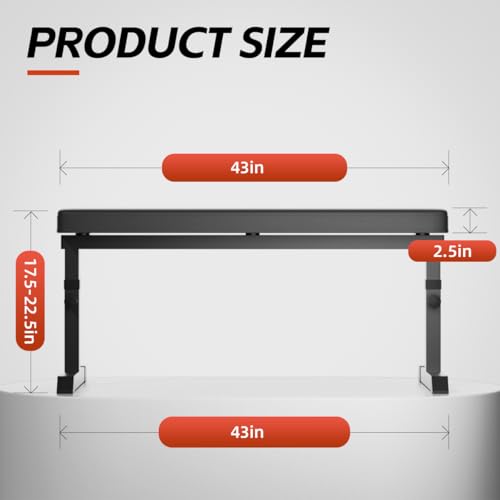 Black Flat Weight Bench with Adjustable Height, 600LBS N490