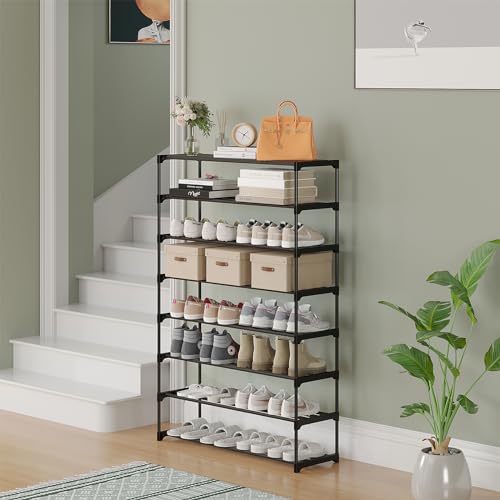 Black Stackable 20 Pairs Shoe Rack D562723
