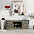 Antique Gray 2-Tier Shoe Bench with Storage and Padded Cushion C849079