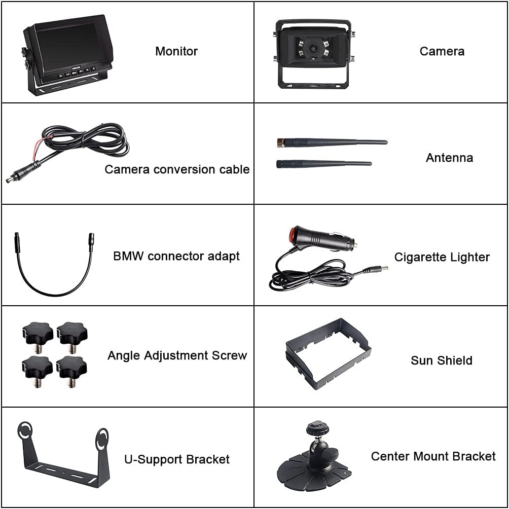 Wireless RV Backup Camera System 7'' Monitor with Infrared Night Vision C440038