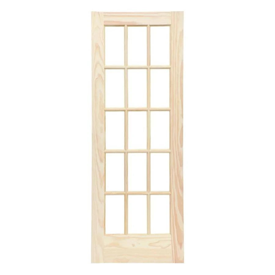 Clear Glass Unfinished Pine Wood Interior French Door M96310