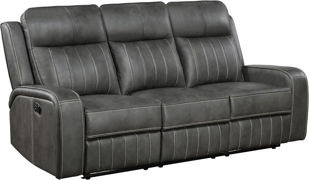 3-Piece Upholstered Motion Reclining Sofa Set Grey S4353