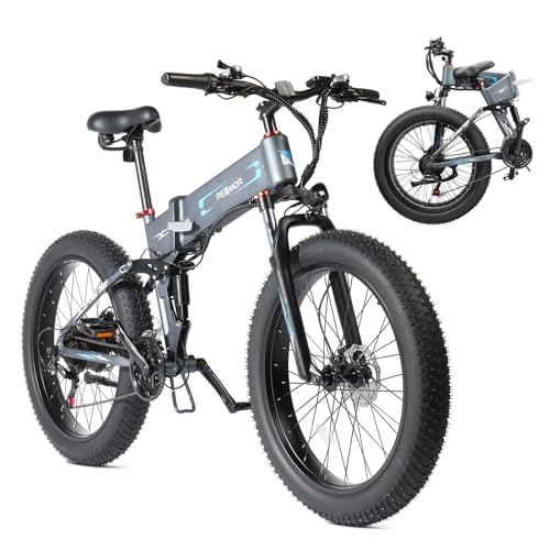 750W 48V 12AH 26" Fat Tire Full Suspension Foldable Electric Bike D7077